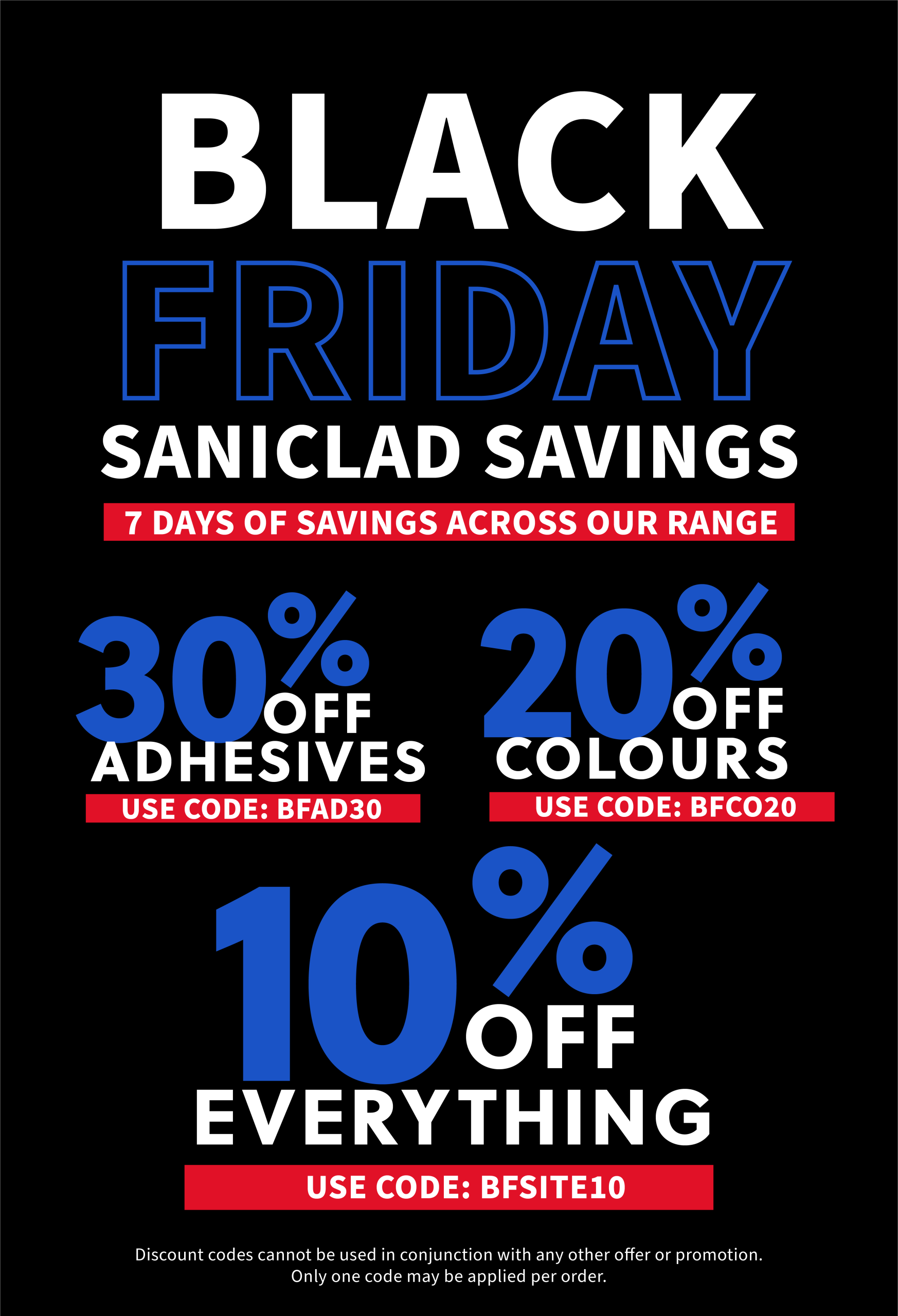 black friday deals stating 30%, 20% and 10% off on mobile